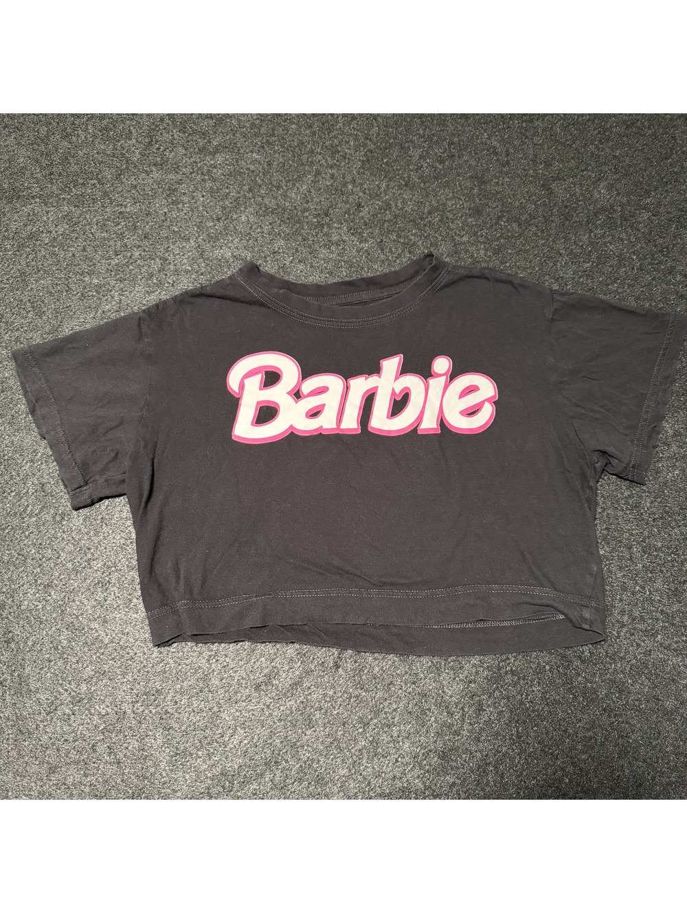 Ocean Drive Barbie Crop Top T-Shirt Women's Size Black Pink Logo Short Sleeve